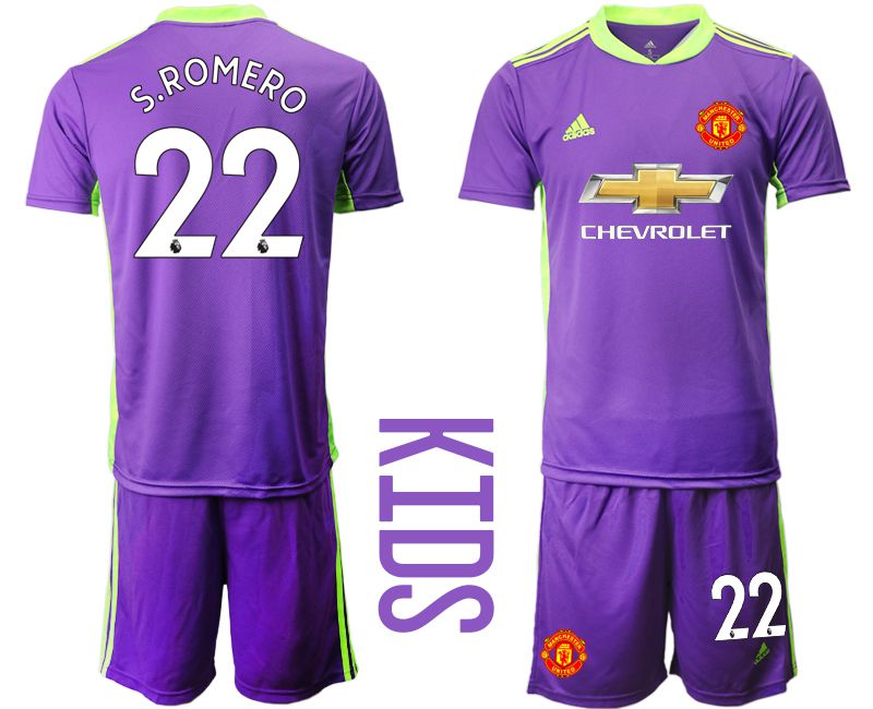 Youth 2020-2021 club Manchester United Russia purple goalkeeper #22 Soccer Jerseys